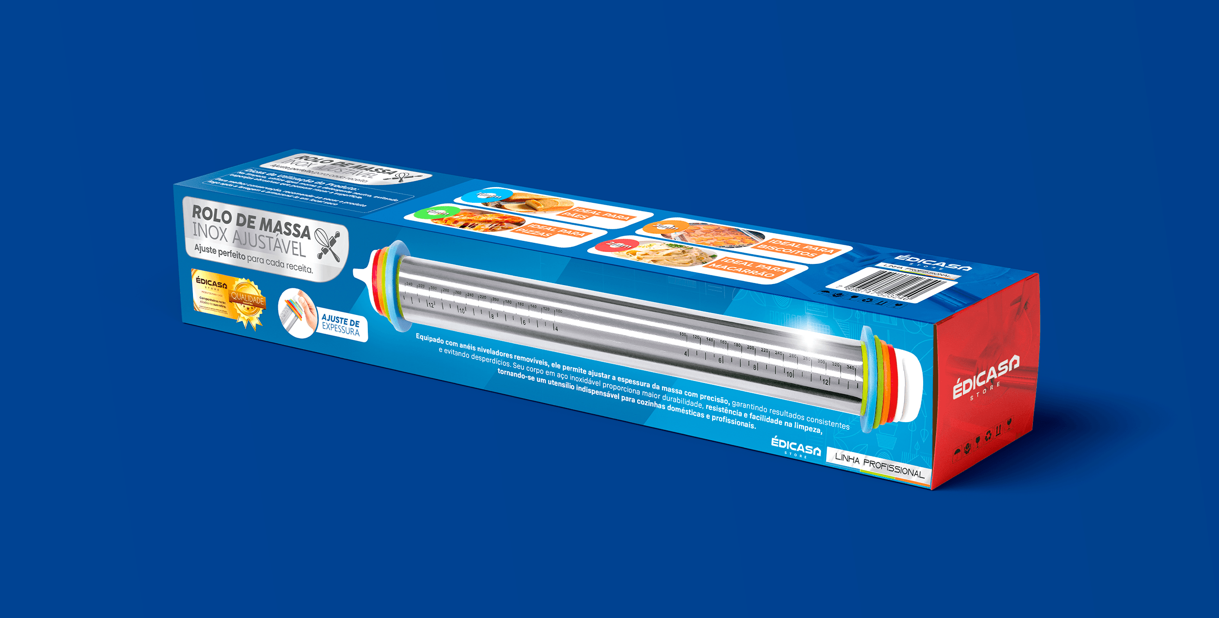 Rolo de Massa Inox Ajustável